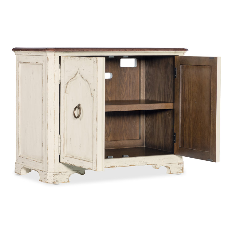 Rustic Cream and Brown 2-Door Oak Veneer Nightstand