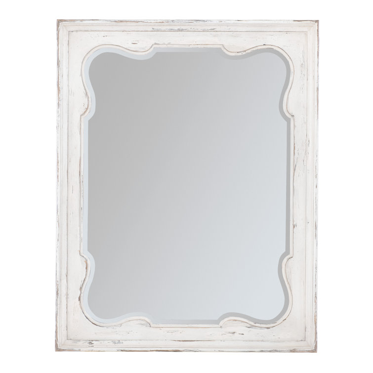 Rustic Cream and White Rectangular Wood Wall Mirror