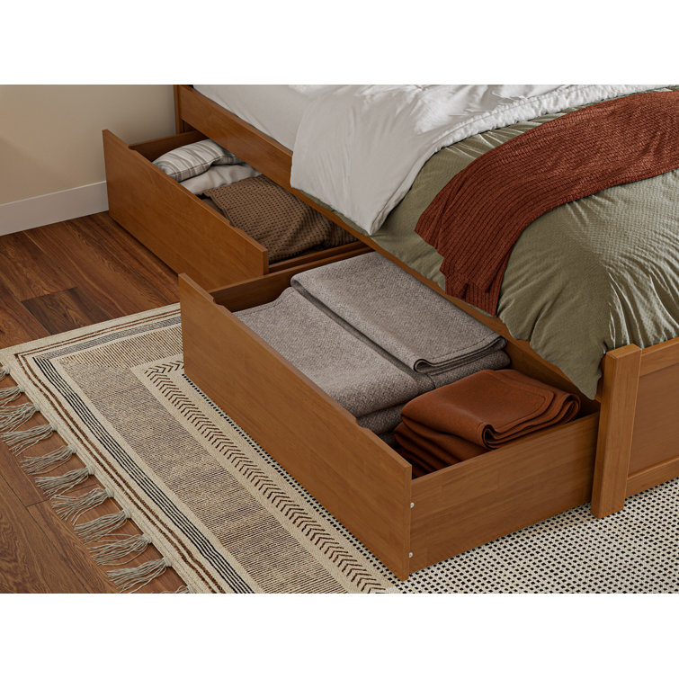 Nantucket Light Toffee Full Wood Platform Bed with Storage Drawers