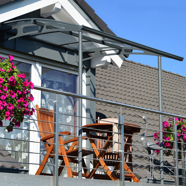 Vega 7' x 7' Gray Acrylic and Steel Door Awning