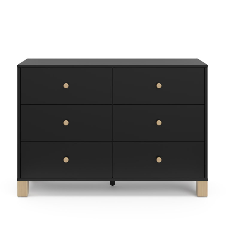 Black and Driftwood 6-Drawer Nursery Dresser