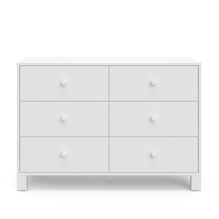 White Wood 6-Drawer Nursery Dresser with Safety Features