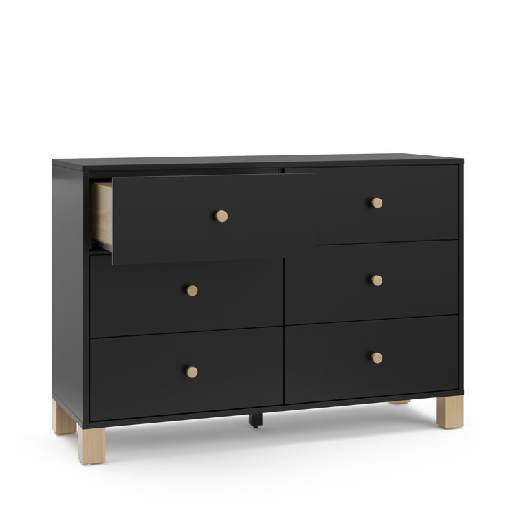 Black and Driftwood 6-Drawer Nursery Dresser