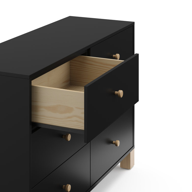Black and Driftwood 6-Drawer Nursery Dresser