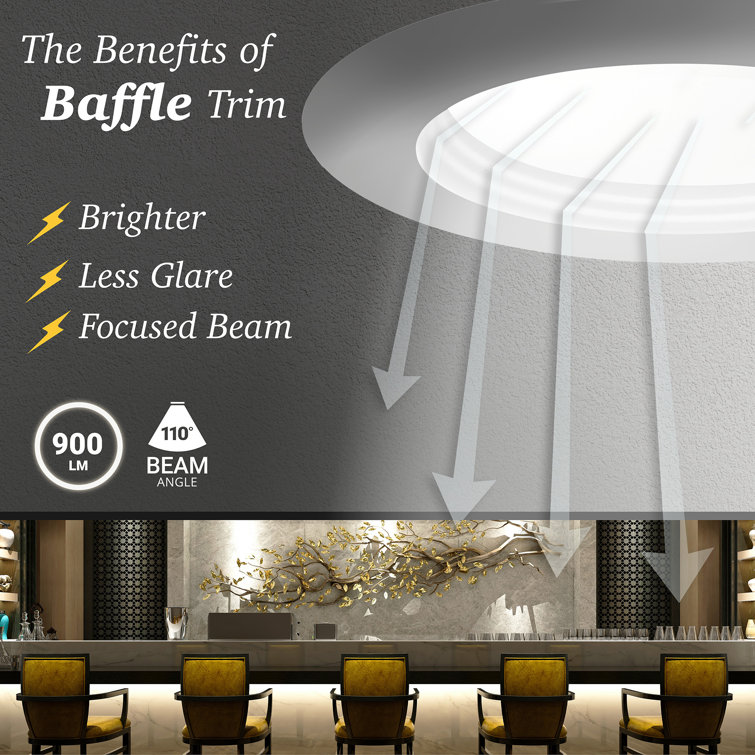 4 Inch White Aluminum LED Recessed Light with Baffle Trim