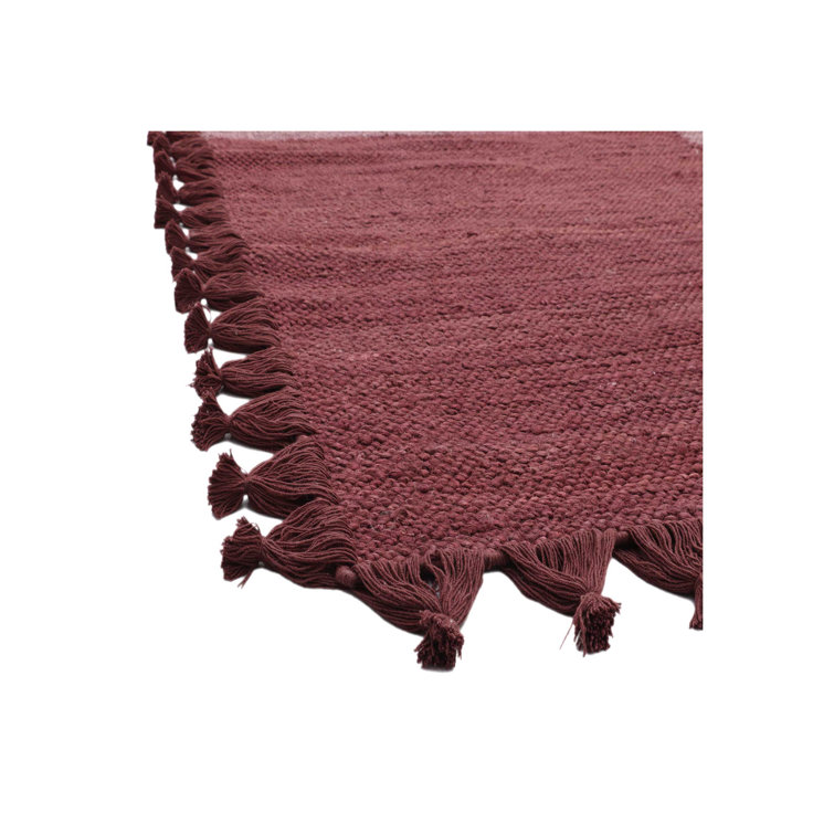 Handmade Red Jute Rectangular Runner Rug 30'' x 84''