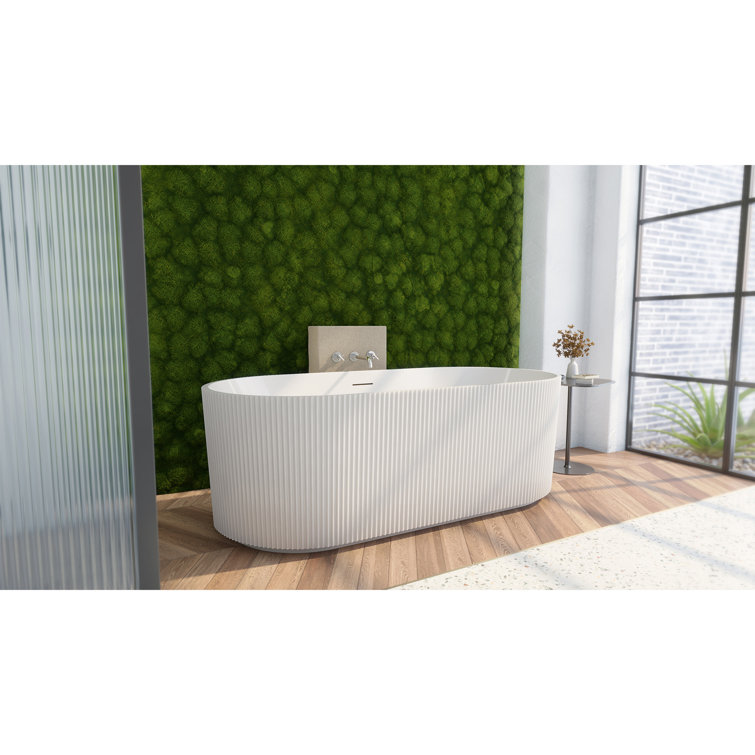 Charisma 59'' White Ribbed Acrylic Freestanding Bathtub
