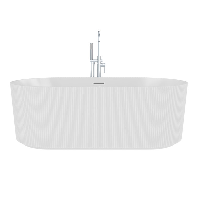 Charisma 59'' White Ribbed Acrylic Freestanding Bathtub