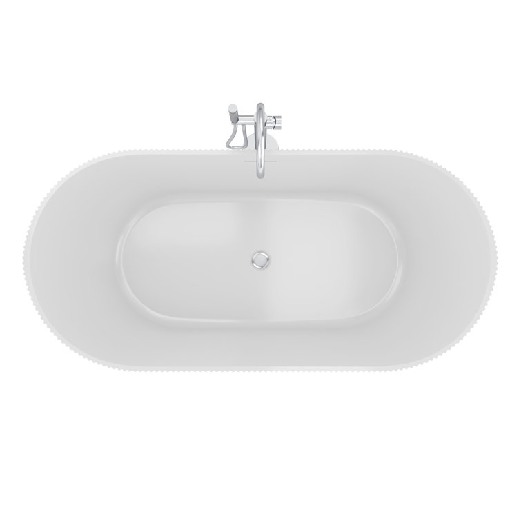 Charisma 59'' White Ribbed Acrylic Freestanding Bathtub