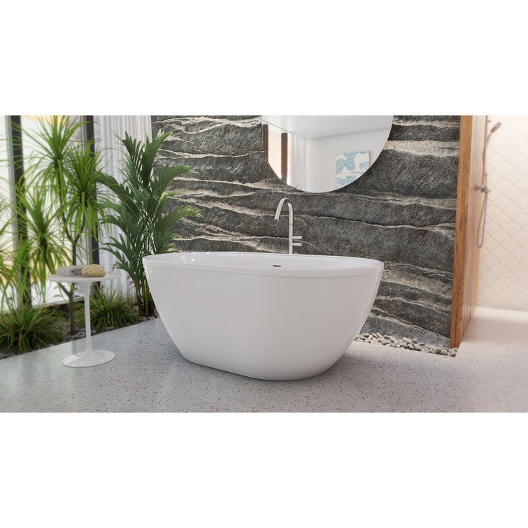 Essence 60-Inch White Acrylic Freestanding Oval Bathtub