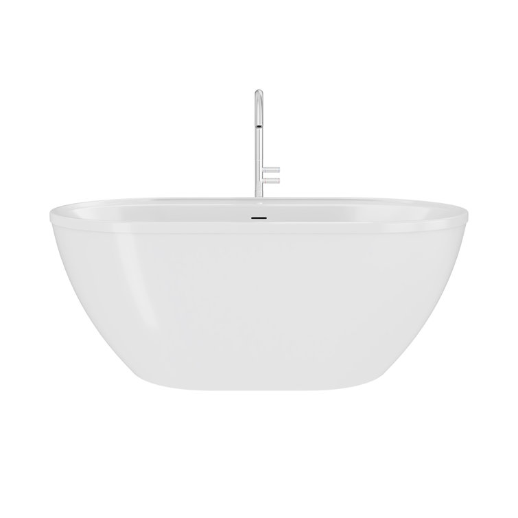 Essence 60-Inch White Acrylic Freestanding Oval Bathtub