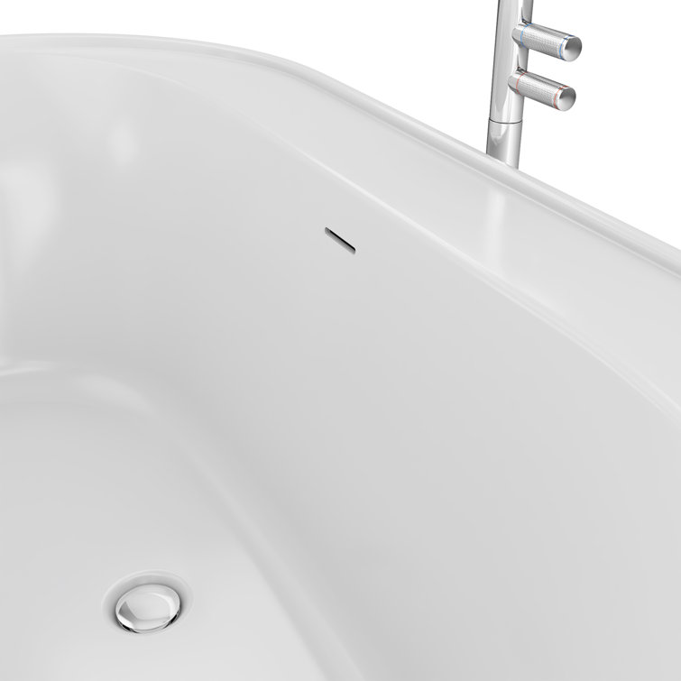 Essence 60-Inch White Acrylic Freestanding Oval Bathtub