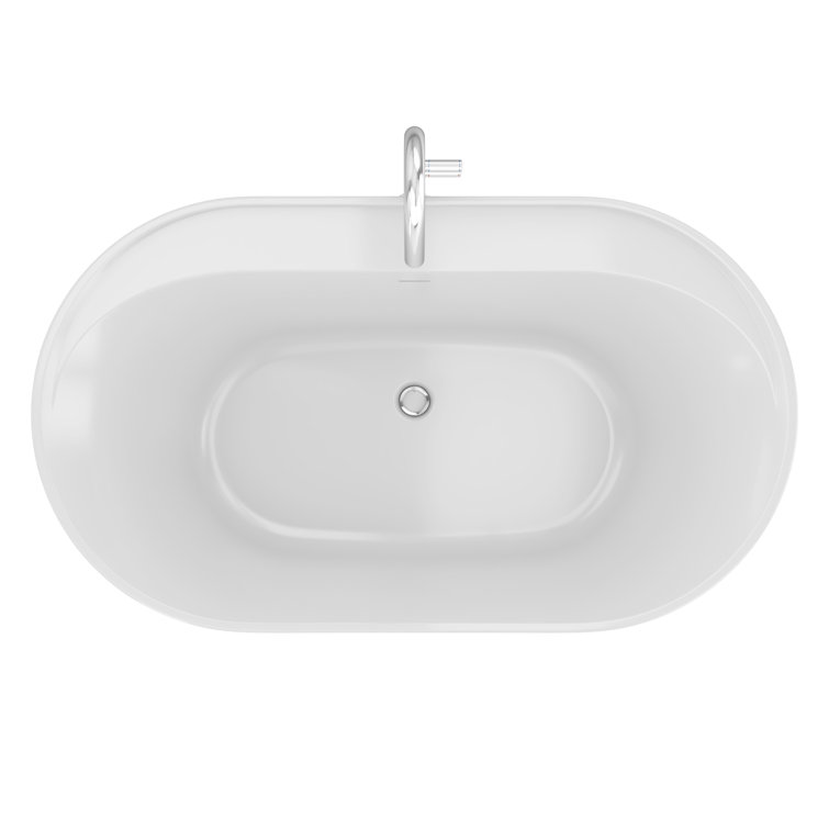 Essence 60-Inch White Acrylic Freestanding Oval Bathtub