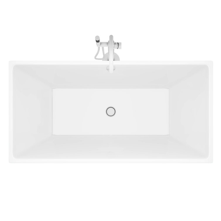 Allure 59'' White Acrylic Freestanding Bathtub with Brushed Brass Drain