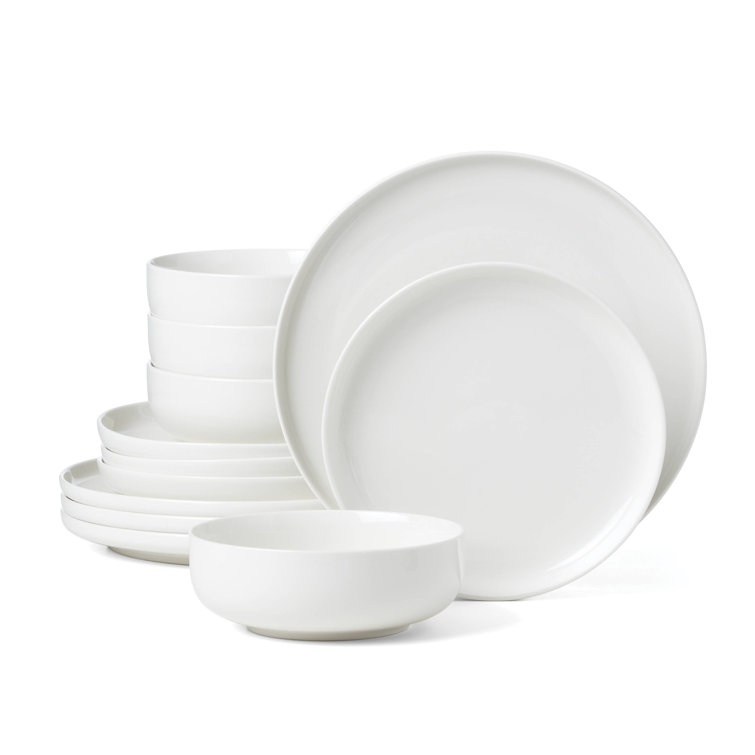White Porcelain 12-Piece Dinnerware Set for Four