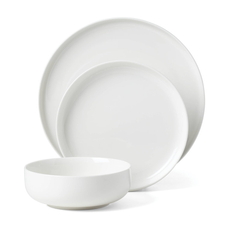 White Porcelain 12-Piece Dinnerware Set for Four