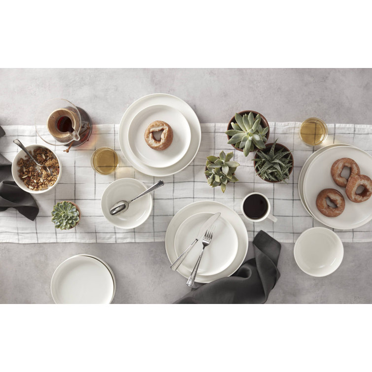 White Porcelain 12-Piece Dinnerware Set for Four