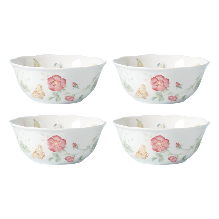 Butterfly Meadow White Ceramic All-Purpose Bowls Set