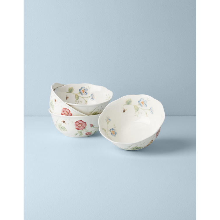 Butterfly Meadow White Ceramic All-Purpose Bowls Set