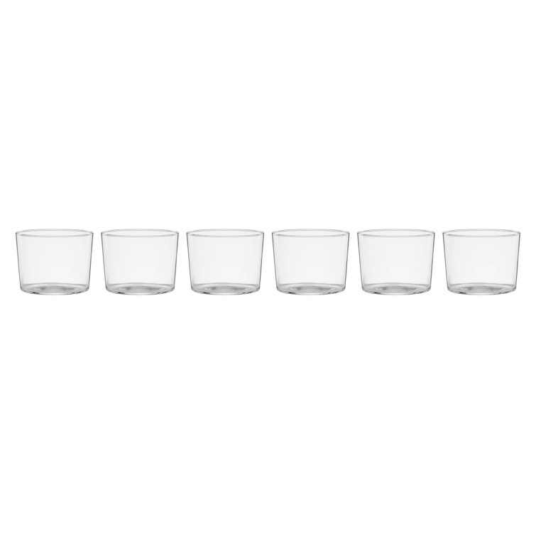Clear Stackable Short Drinking Glasses, Set of 6