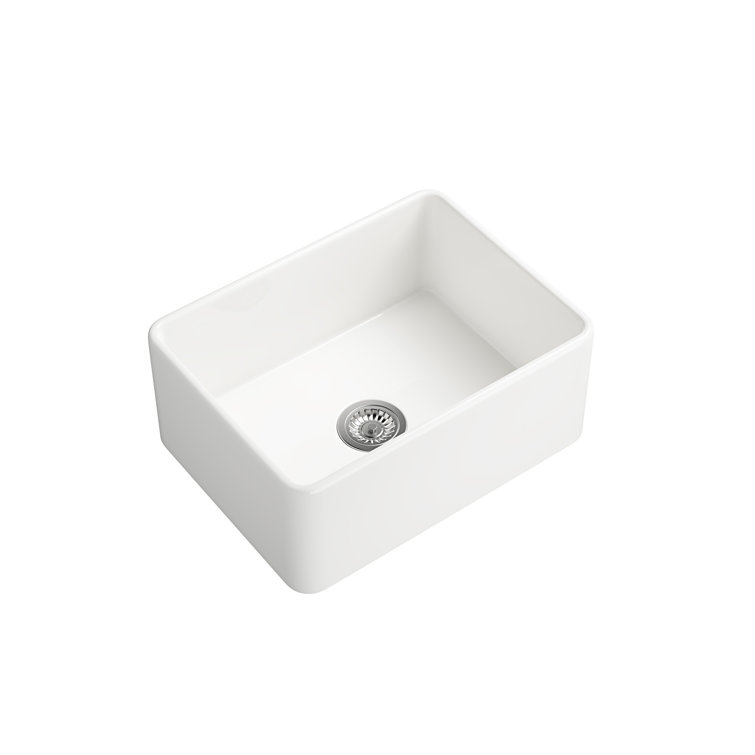 24'' White Fireclay Farmhouse Apron-Front Kitchen Sink