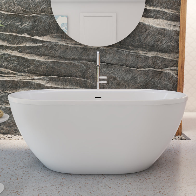 Essence 60-Inch White Acrylic Freestanding Soaking Bathtub