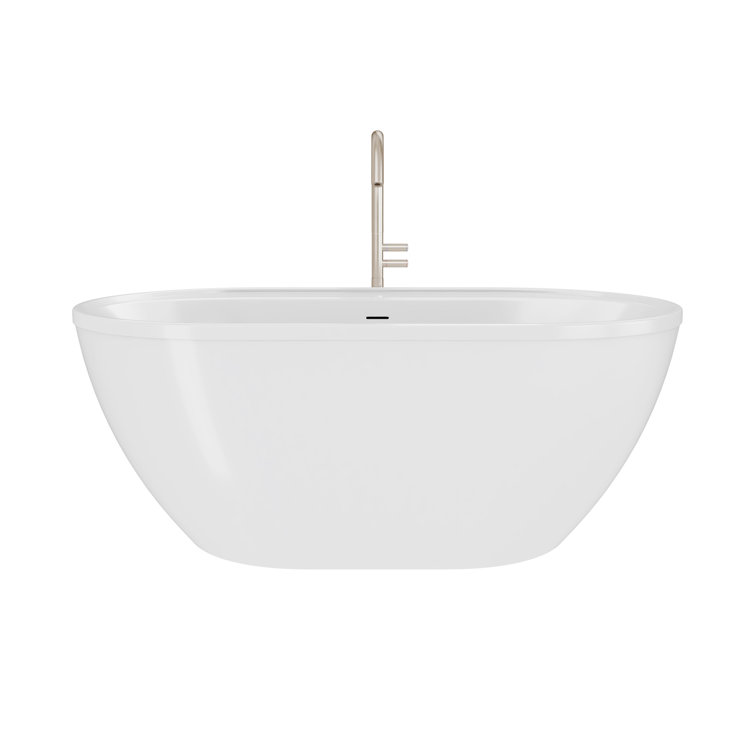 Essence 60-Inch White Acrylic Freestanding Soaking Bathtub