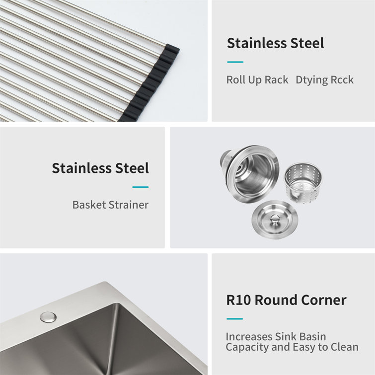 33'' Stainless Steel Farmhouse Apron Single Bowl Kitchen Sink