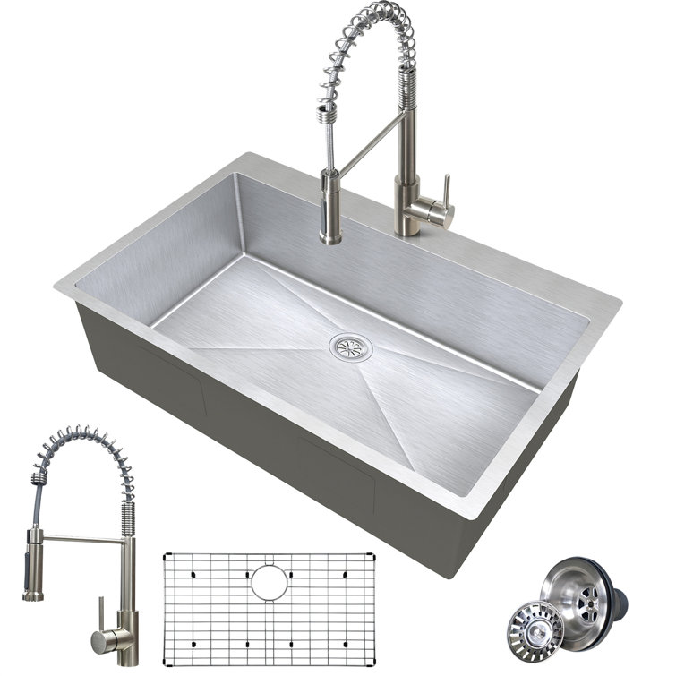 33'' Stainless Steel Drop-In Single Bowl Kitchen Sink