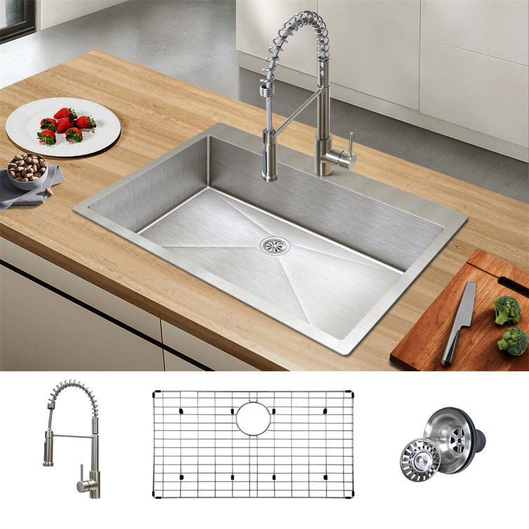 33'' Stainless Steel Drop-In Single Bowl Kitchen Sink