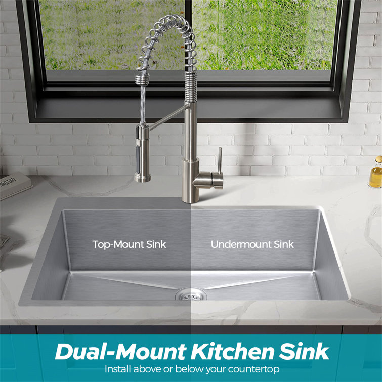 33'' Stainless Steel Drop-In Single Bowl Kitchen Sink