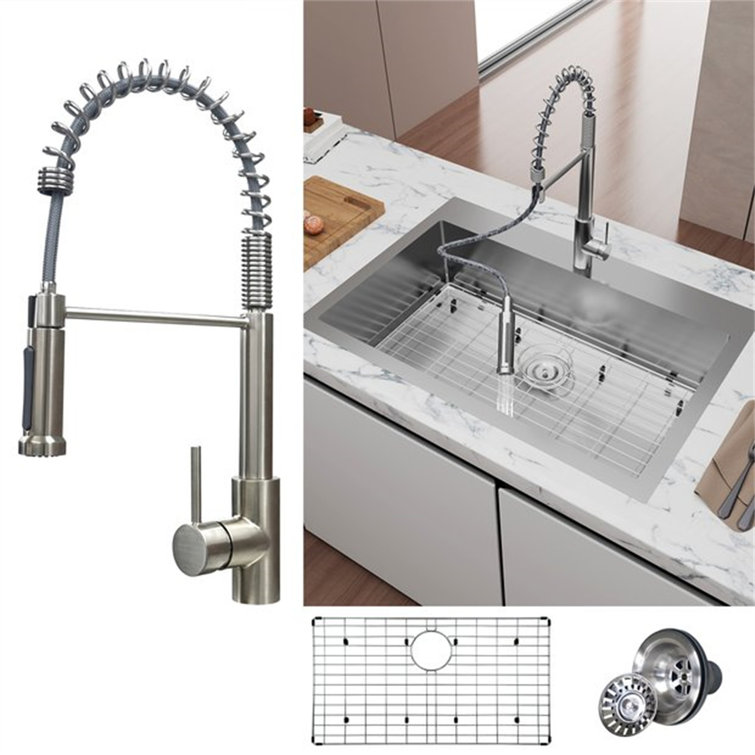33'' Stainless Steel Drop-In Single Bowl Kitchen Sink