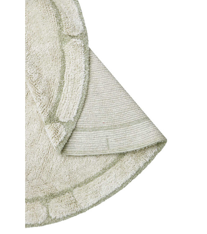 Handmade Round Olive Cotton Bamboo Leaf Tufted Rug