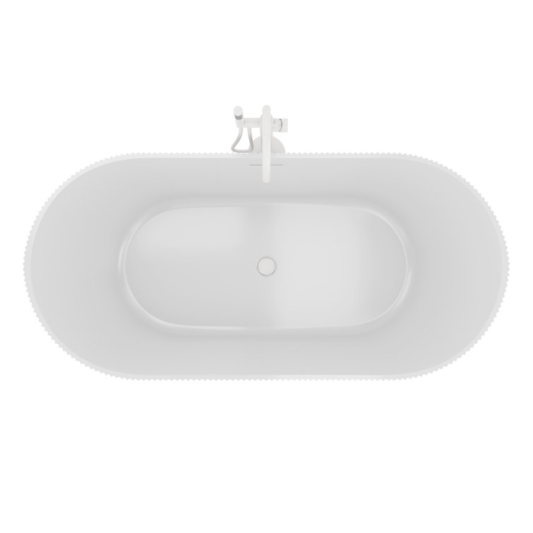 Charisma 67" White Ribbed Acrylic Freestanding Soaking Bathtub