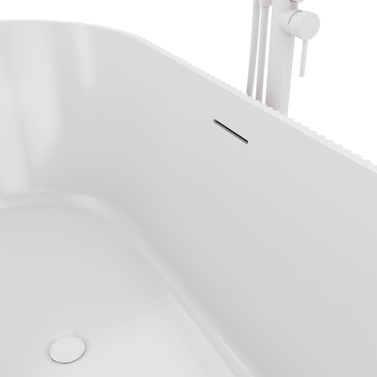 Charisma 67" White Ribbed Acrylic Freestanding Soaking Bathtub