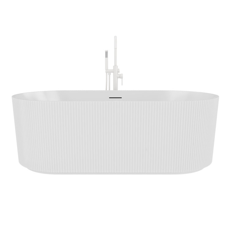 Charisma 67" White Ribbed Acrylic Freestanding Soaking Bathtub