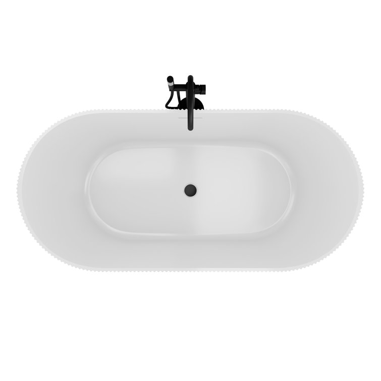 Charisma 59" White Ribbed Freestanding Acrylic Soaking Bathtub