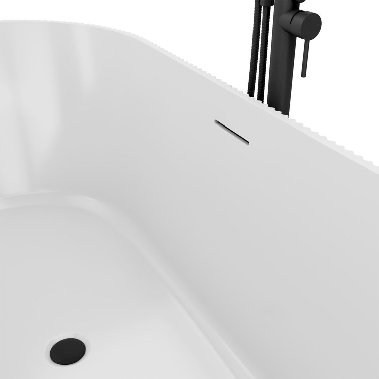 Charisma 59" White Ribbed Freestanding Acrylic Soaking Bathtub