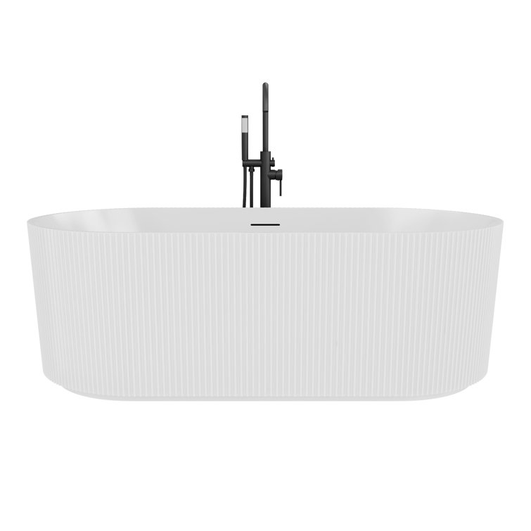 Charisma 59" White Ribbed Freestanding Acrylic Soaking Bathtub