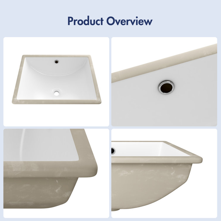 Denbigh 21'' White Ceramic Rectangular Undermount Sink