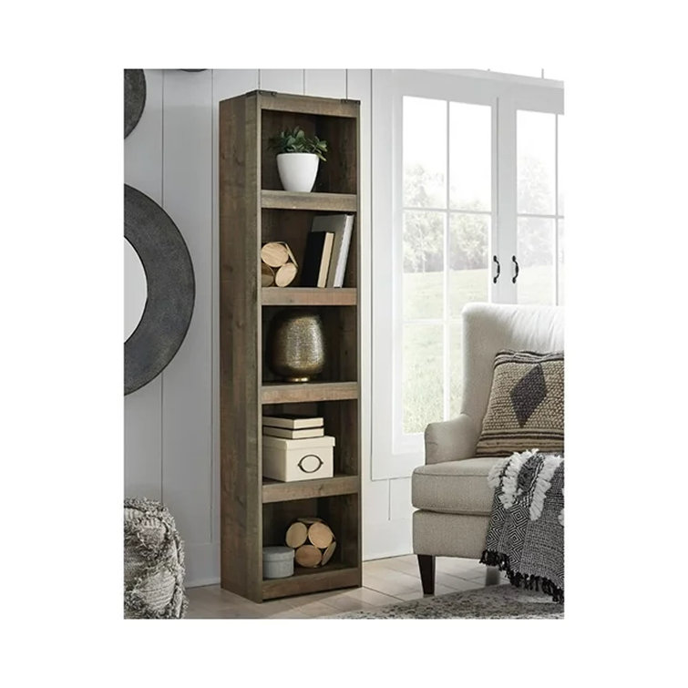 Rustic Brown Adjustable Cube Bookcase with Shelves