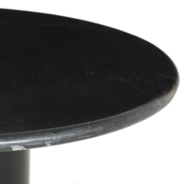 Kenneth 38'' Black Marble Round Pedestal Dining Table