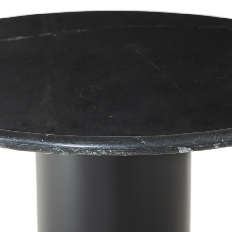 Kenneth 38'' Black Marble Round Pedestal Dining Table