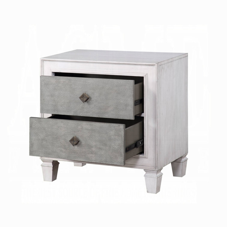 Katia Rustic Gray & Weathered White 2-Drawer Nightstand