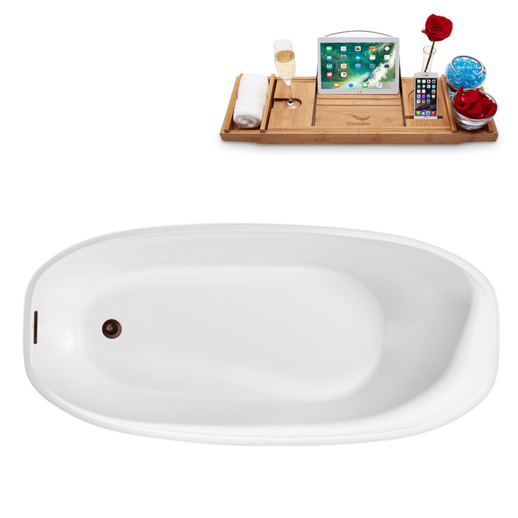 White Acrylic Freestanding Clawfoot Soaking Bathtub