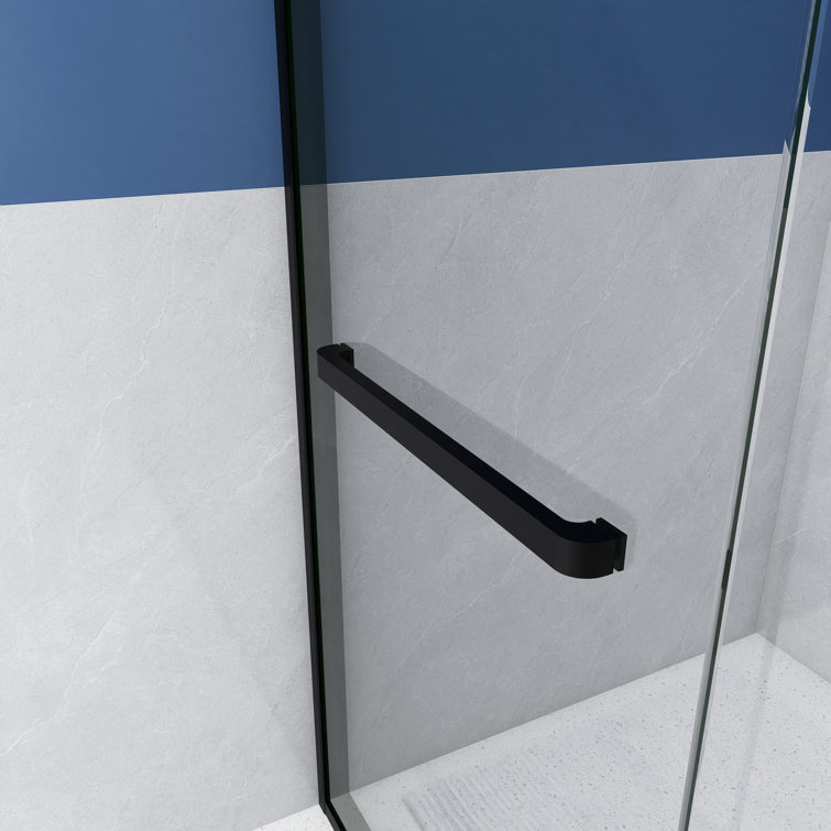 60 in. x 76 in. Matte Black Frameless Sliding Shower Door
