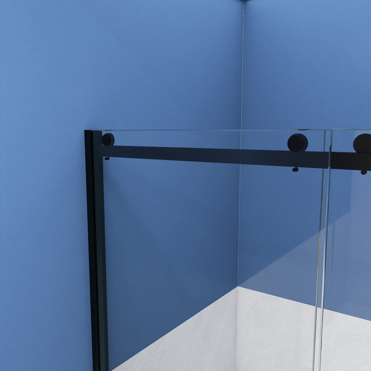 60 in. x 76 in. Matte Black Frameless Sliding Shower Door