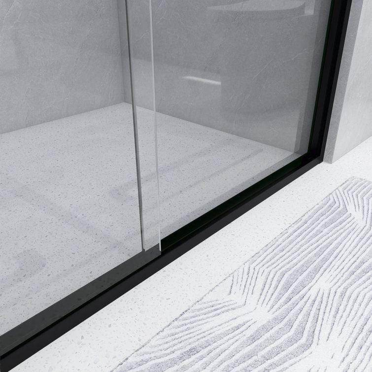 60 in. x 76 in. Matte Black Frameless Sliding Shower Door
