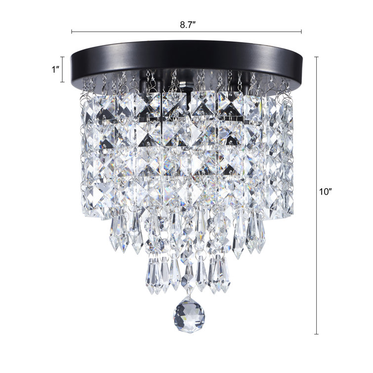 Bronze Mini Crystal Tiered Chandelier with Glass Shade