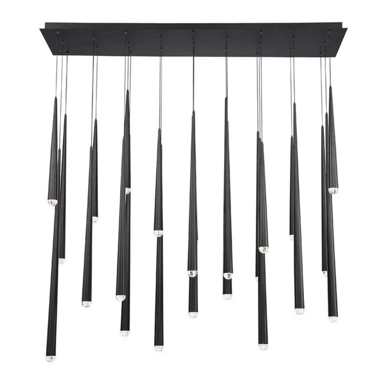 Cascade Black Brass 23-Light LED Island Chandelier with Hand-Cut Crystal